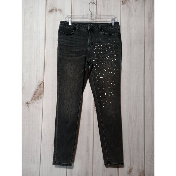 A‎ n.a Jeggings Ladies 10 Black Beaded Cute Goth - Picture 1 of 8
